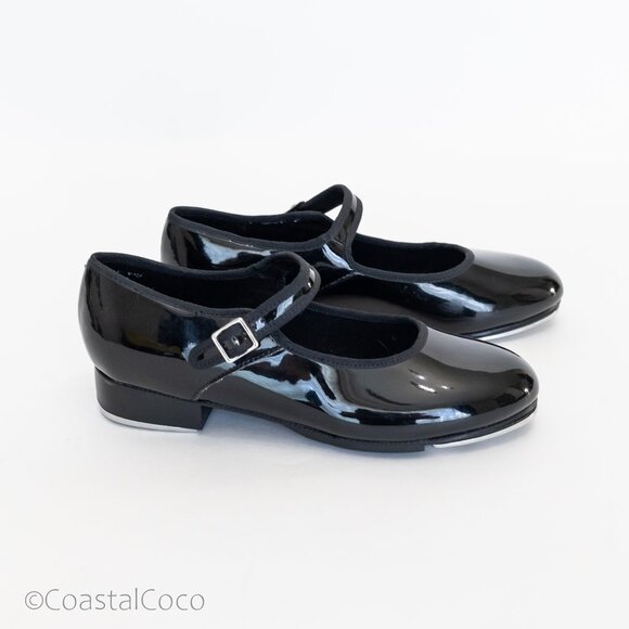 Capezio 3800 Women's 7.5 Tap Shoes Mary Jane Buckle Strap Tele Tone Patent Black - Picture 11 of 12